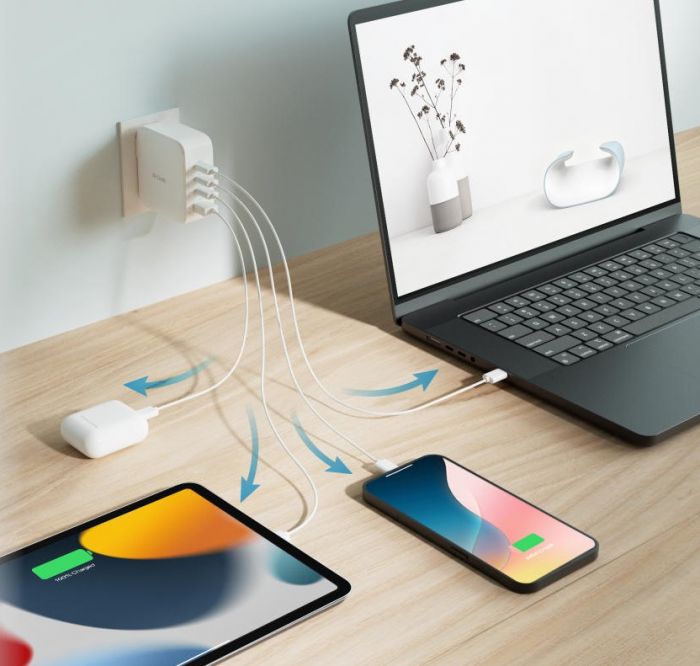 Зарядний пристрій мережевий D-Link DCF-141 140Вт GaN 3хUSB-С, 1xUSB-A, білий