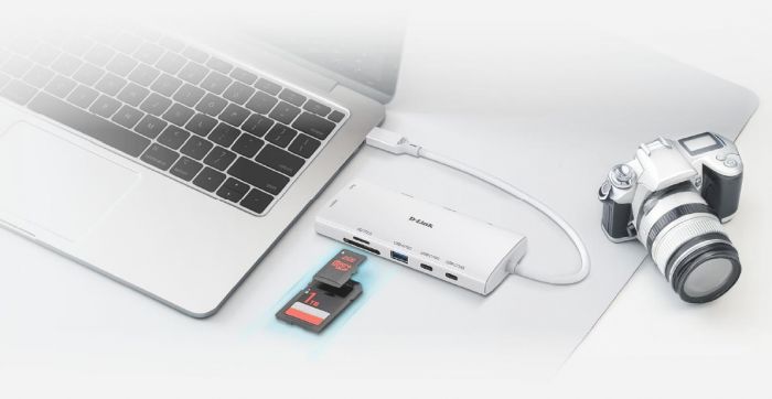USB-С Хаб D-Link DUP-A01 10in1  2xHDMI, 1xGE, 2xUSB-C, 1xUSB-A 3.1, 1xUSB-A 3.0, 1xSD, 1xmicroSD, 1xUSB-C PD