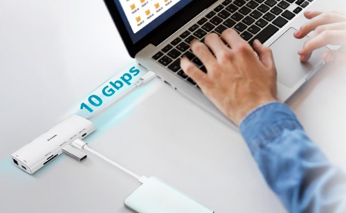 USB-С Хаб D-Link DUP-A01 10in1  2xHDMI, 1xGE, 2xUSB-C, 1xUSB-A 3.1, 1xUSB-A 3.0, 1xSD, 1xmicroSD, 1xUSB-C PD