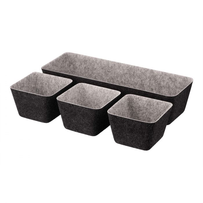 Набір контейнерів Ardesto Prestigio 4 предмети, 38.5x13.5x9cm/12x12x8.5см, фетр, сірий Набір контейнерів Ardesto Prestigio 4 предмети, 38.5x13.5x9cm/12x12x8.5см, фетр, сірий