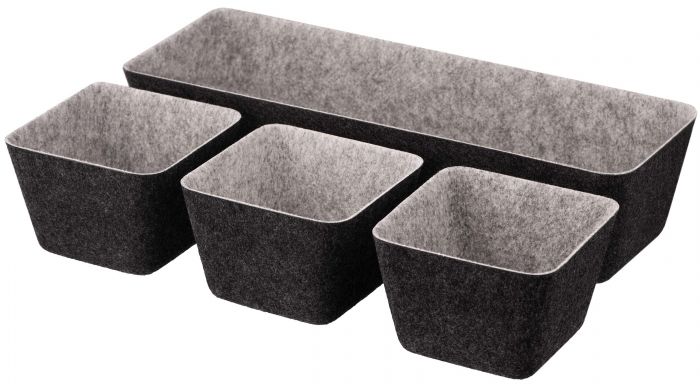 Набір контейнерів Ardesto Prestigio 4 предмети, 38.5x13.5x9cm/12x12x8.5см, фетр, сірий Набір контейнерів Ardesto Prestigio 4 предмети, 38.5x13.5x9cm/12x12x8.5см, фетр, сірий