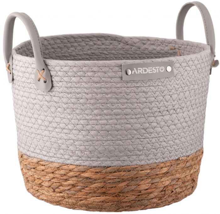 Кошик Ardesto Minimalism 28х28х22см, паперовий шпагат, рогожка, сірий Кошик Ardesto Minimalism 28х28х22см, паперовий шпагат, рогожка, сірий