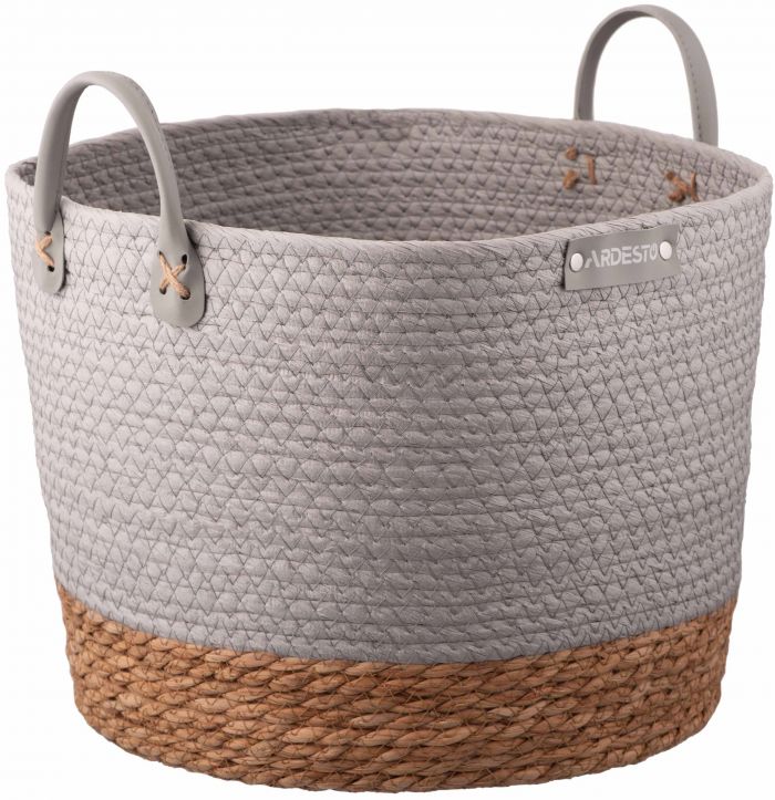 Кошик Ardesto Minimalism 35х35х27см, паперовий шпагат, рогожка, сірий Кошик Ardesto Minimalism 35х35х27см, паперовий шпагат, рогожка, сірий