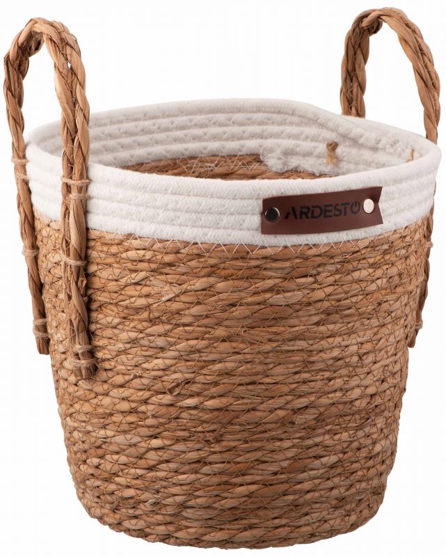Кошик Ardesto Prestigio 26х26х24см, рогожка з морських водоростей, бавовняний шпагат, сірий Кошик Ardesto Prestigio 26х26х24см, рогожка з морських водоростей, бавовняний шпагат, сірий