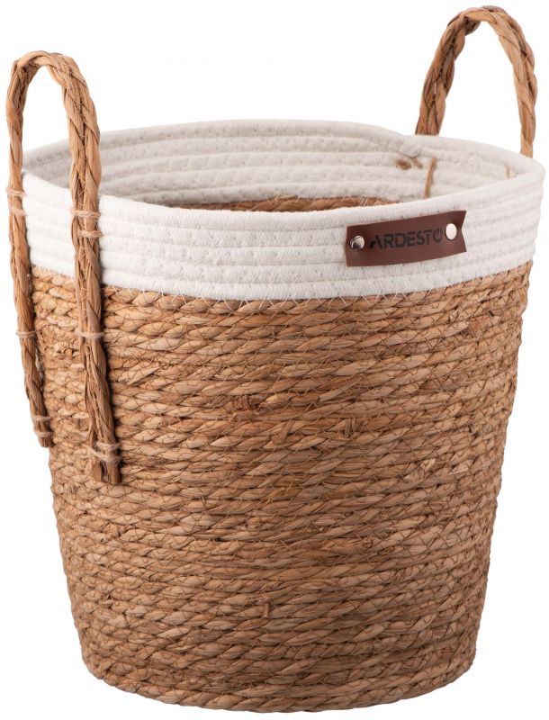 Кошик Ardesto Prestigio 29х29х30см, рогожка з морських водоростей, бавовняний шпагат, сірий Кошик Ardesto Prestigio 29х29х30см, рогожка з морських водоростей, бавовняний шпагат, сірий