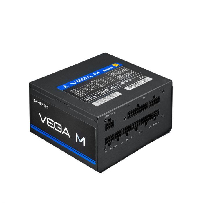 Блок живлення CHIEFTEC Vega M (1000W), >90%, 80+ Gold, 135мм FDB, 1xMB 24pin(20+4), 2xCPU 8pin(4+4), 3xMolex, 6xSATA, 4xPCIe 8pin(6+2), 1xPCIe GEN5 16pin, Fully Modular