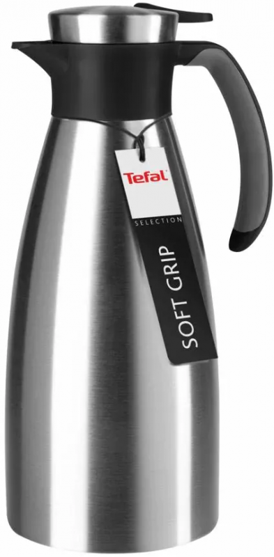 Термоглечик Tefal Soft Grip, 1.5л, нежавіюча сталь, пластик, чорний
