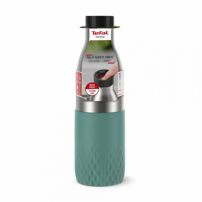 Термопляшка Tefal Bludrop soft touch, 700мл, нержавіюча сталь, зелений