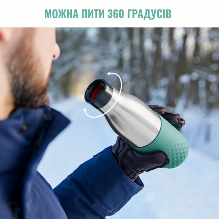 Термопляшка Tefal Bludrop soft touch, 700мл, нержавіюча сталь, зелений