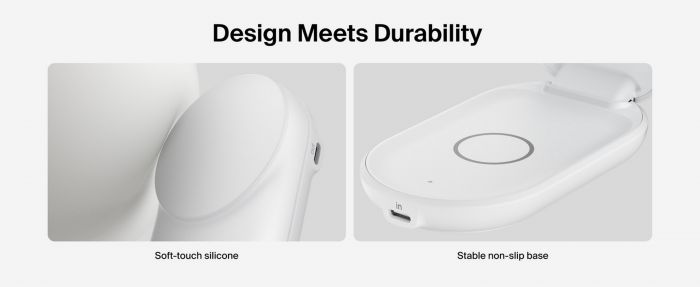 Зарядний пристрій бездротовий Belkin UltraCharge 2-in-1 Foldable Magnetic Charging 25Вт, білий