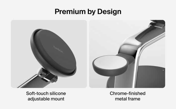 Зарядний пристрій бездротовий Belkin UltraCharge Pro 3-in-1 Magnetic Charging Dock 25Вт, Charcoal