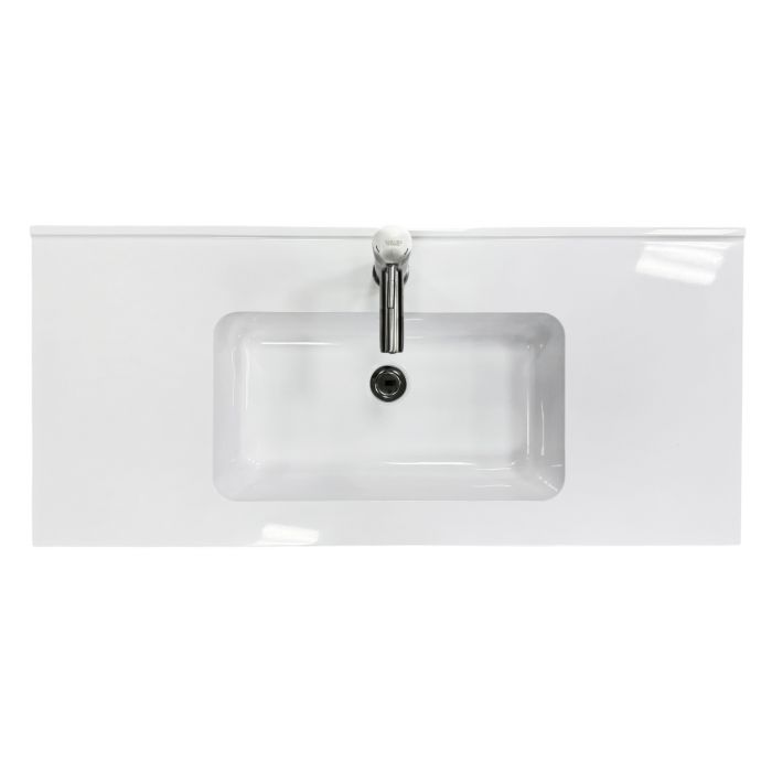 Набір для ванної кімнати, раковина, умивальник Adamant FLATE 100, штучний камінь, прямокут., з сифоном Click-Clack + змішувач