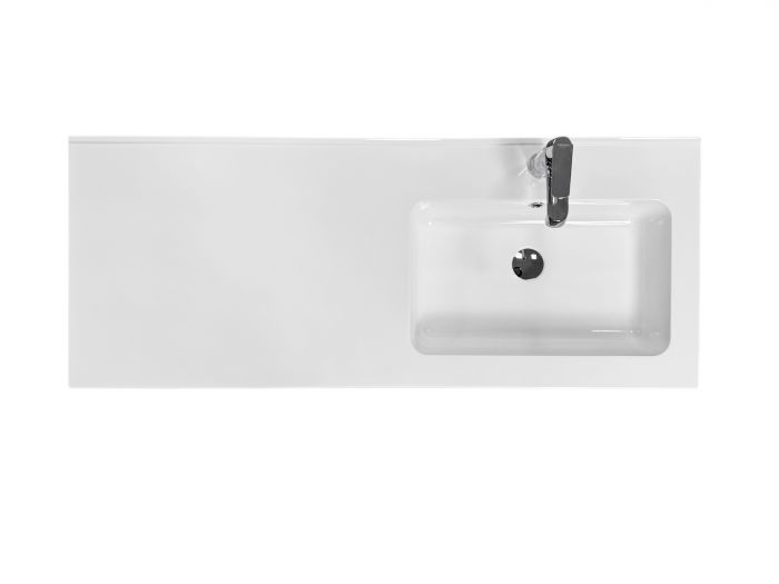 Набір для ванної кімнати, раковина, умивальник Adamant FLATE 120R, штучний камінь, прямокут., з сифоном Click-Clack + змішувач