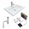 Набір для ванної кімнати, раковина, умивальник Adamant FLATE 60, штучний камінь, прямокут., з сифоном Click-Clack + змішувач