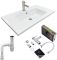 Набір для ванної кімнати, раковина, умивальник Adamant FLATE 80, штучний камінь, прямокут., з сифоном Click-Clack + змішувач