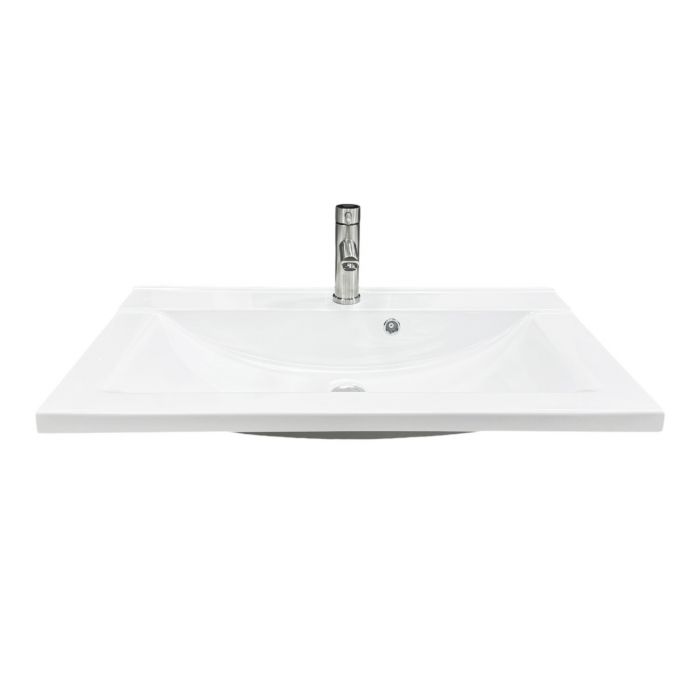 Набір для ванної кімнати, раковина, умивальник Adamant QUANTO 80, штучний камінь, прямокут., з сифоном Click-Clack + змішувач