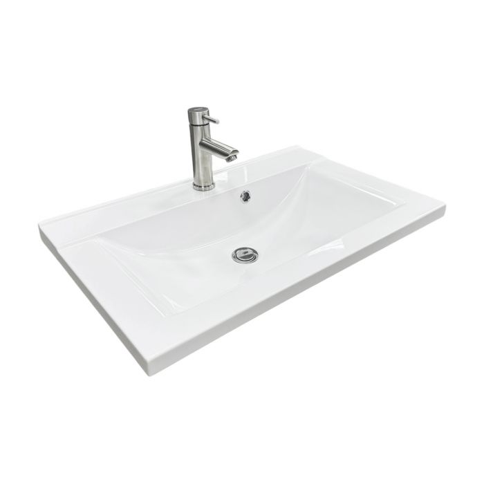 Набір для ванної кімнати, раковина, умивальник Adamant QUANTO 70, штучний камінь, прямокут., з сифоном Click-Clack + змішувач