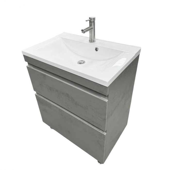 Набір для ванної кімнати, раковина, умивальник Adamant QUANTO 70, штучний камінь, прямокут., з сифоном Click-Clack + змішувач