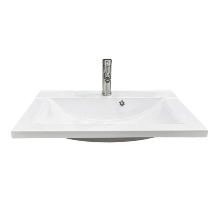 Набір для ванної кімнати, раковина, умивальник Adamant QUANTO 70, штучний камінь, прямокут., з сифоном Click-Clack + змішувач