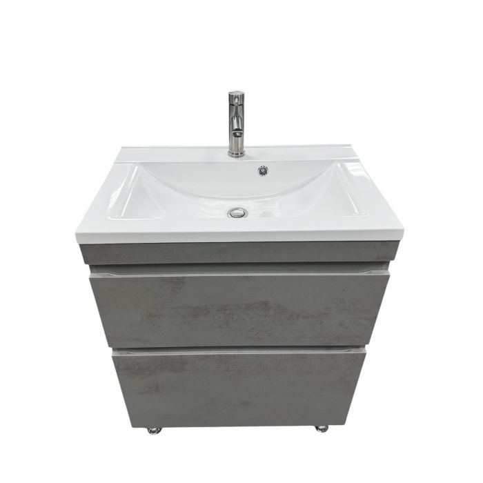 Набір для ванної кімнати, раковина, умивальник Adamant QUANTO 70, штучний камінь, прямокут., з сифоном Click-Clack + змішувач