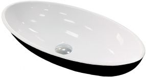 Раковина, умивальник Adamant ANDERE NEW, штучний камінь, овальна, без отвору для змішувача та переливу, 590х295х130мм, накладний, чорно-білий