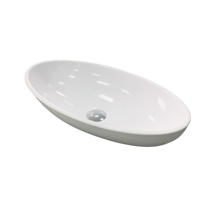 Раковина, умивальник Adamant ANDERE NEW, штучний камінь, овальна, без отвору для змішувача та переливу, 590х295х130мм, накладний, білий
