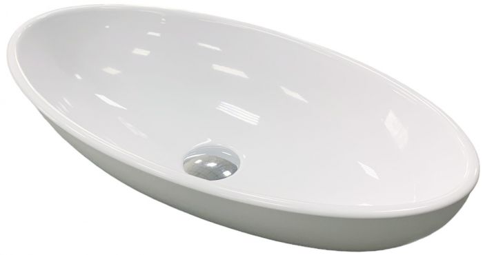 Раковина, умивальник Adamant ANDERE NEW, штучний камінь, овальна, без отвору для змішувача та переливу, 590х295х130мм, накладний, білий
