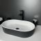 Раковина, умивальник Adamant BESTE NEW, штучний камінь, овальна, без отвору для змішувача та переливу, 540x350x11мм, накладний, чорно-білий