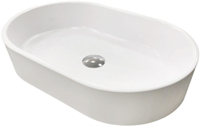 Раковина, умивальник Adamant BESTE NEW, штучний камінь, овальна, без отвору для змішувача та переливу, 540x350x11мм, накладний, білий