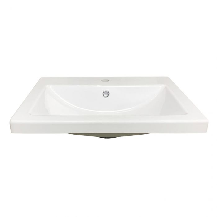 Раковина, умивальник Adamant CERS, штучний камінь, прямокут., з отвором для змішувача, з отвором для переливу, 595x450x158мм, накладний, білий
