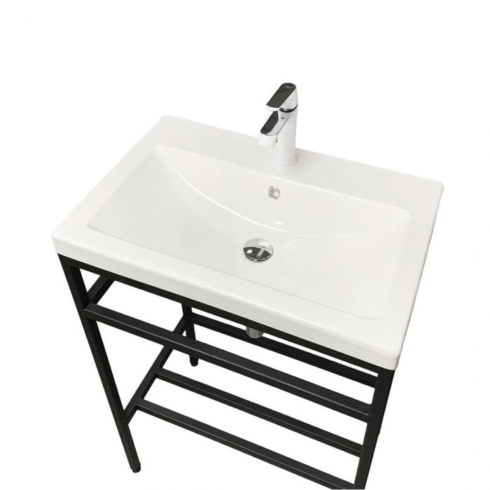 Раковина, умивальник Adamant CERS, штучний камінь, прямокут., з отвором для змішувача, з отвором для переливу, 595x450x158мм, накладний, білий