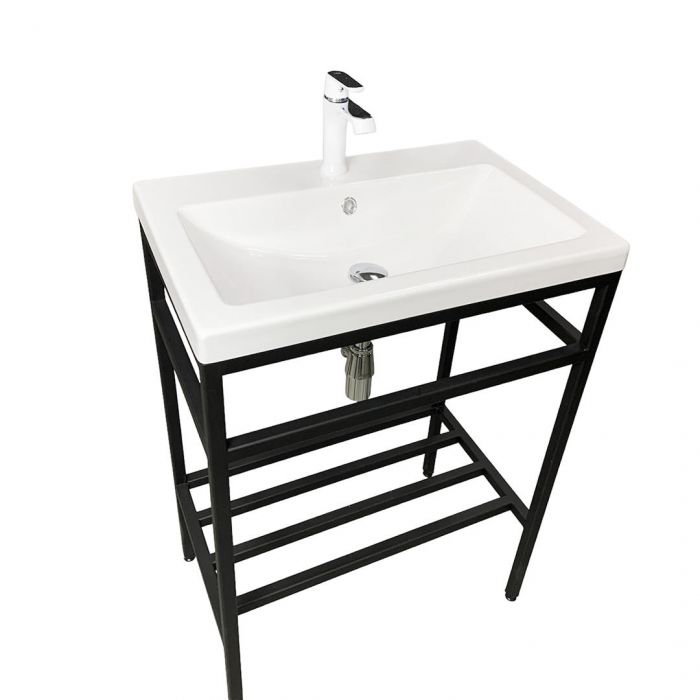 Раковина, умивальник Adamant CERS, штучний камінь, прямокут., з отвором для змішувача, з отвором для переливу, 595x450x158мм, накладний, білий