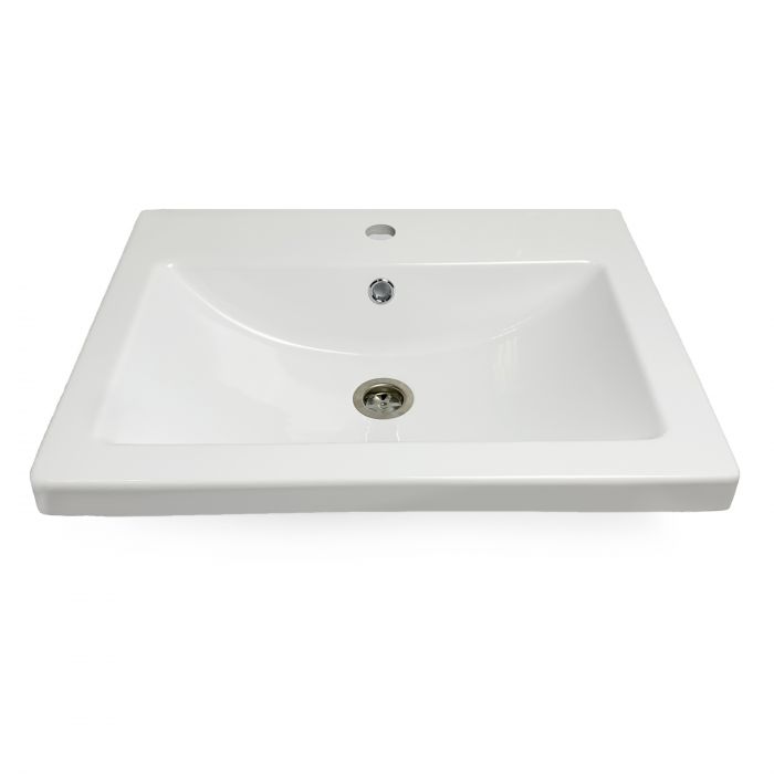Раковина, умивальник Adamant CERS, штучний камінь, прямокут., з отвором для змішувача, з отвором для переливу, 595x450x158мм, накладний, білий