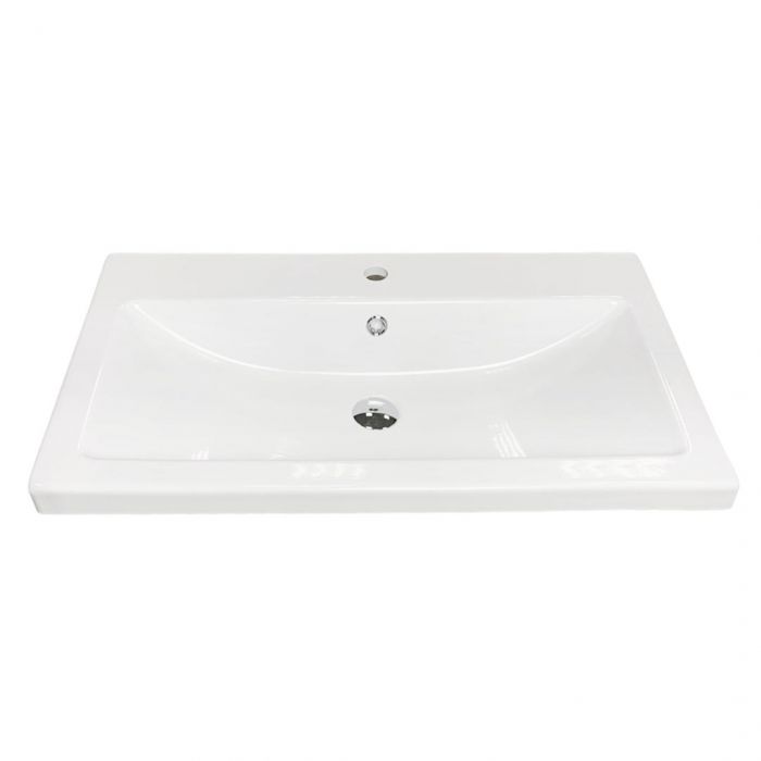 Раковина, умивальник Adamant CERS, штучний камінь, прямокут., з отвором для змішувача, з отвором для переливу, 795x450x158мм, накладний, білий