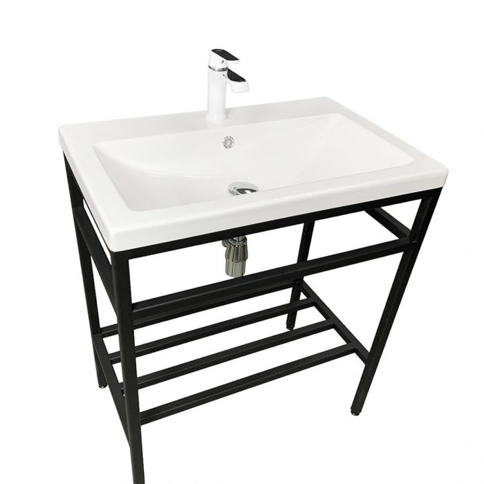 Раковина, умивальник Adamant CERS, штучний камінь, прямокут., з отвором для змішувача, з отвором для переливу, 795x450x158мм, накладний, білий