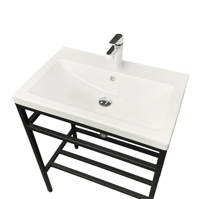 Раковина, умивальник Adamant CERS, штучний камінь, прямокут., з отвором для змішувача, з отвором для переливу, 895x450x158мм, накладний, білий