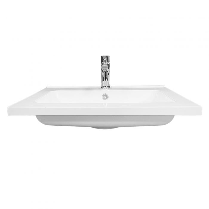 Раковина, умивальник Adamant FLATE, штучний камінь, прямокут., з отвором для змішувача, з отвором для переливу, 600х450х140мм, накладний, білий