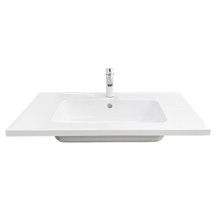 Раковина, умивальник Adamant FLATE, штучний камінь, прямокут., з отвором для змішувача, з отвором для переливу, 800х450х140мм, накладний, білий