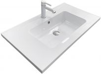 Раковина, умивальник Adamant FLATE, штучний камінь, прямокут., з отвором для змішувача, з отвором для переливу, 800х450х140мм, накладний, білий