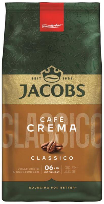 Кава Jacobs зерна, 1000г, Crema Classico, купаж арабіка/робуста