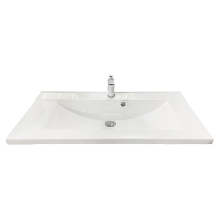 Раковина, умивальник Adamant QUANTO, штучний камінь, прямокут., з отвором для змішувача, з отвором для переливу, 1000х447х140мм, накладний, білий