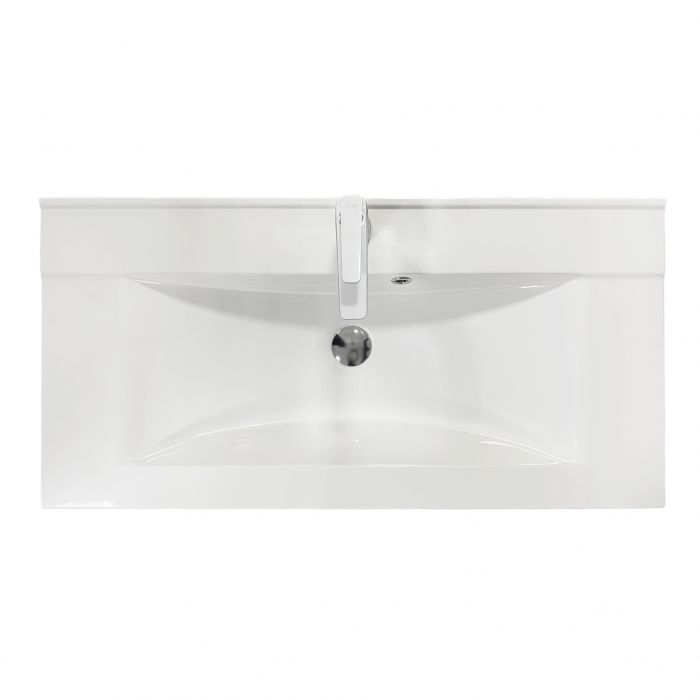 Раковина, умивальник Adamant QUANTO, штучний камінь, прямокут., з отвором для змішувача, з отвором для переливу, 900х447х140мм, накладний, білий