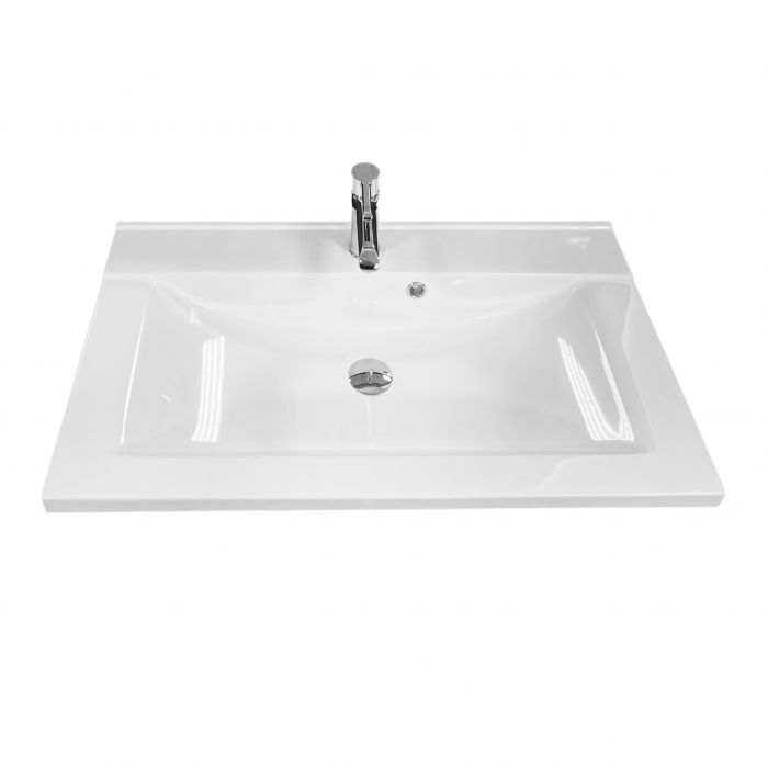 Раковина, умивальник Adamant QUANTO, штучний камінь, прямокут., з отвором для змішувача, з отвором для переливу, 800х447х140мм, накладний, білий