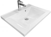 Раковина, умивальник Adamant QUANTO, штучний камінь, прямокут., з отвором для змішувача, з отвором для переливу, 600х447х140мм, накладний, білий