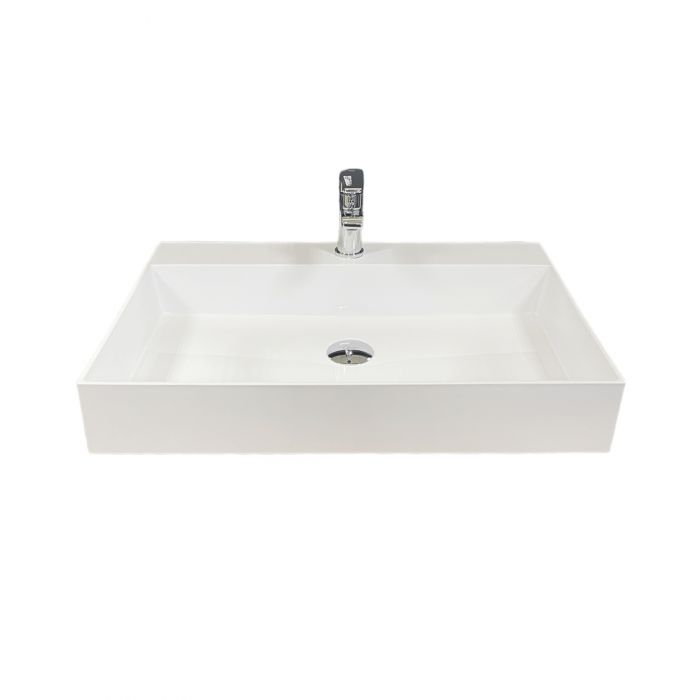 Раковина, умивальник Adamant SLENDER, штучний камінь, прямокут., з отвором для змішувача, без переливу, 605x405x120мм, накладний, білий