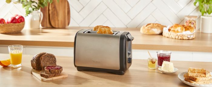 Тостер Tefal Subito 1100Вт, розморожування, щипці, нерж. сталь, чорний