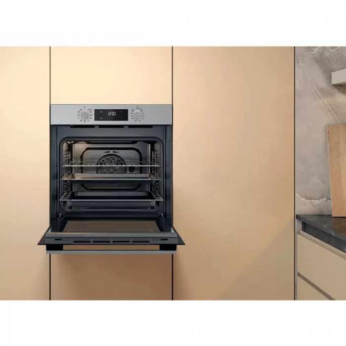 Духова шафа Whirlpool електрична, 71л, A+, дисплей, конвекція, телескопічні напрямні, нерж