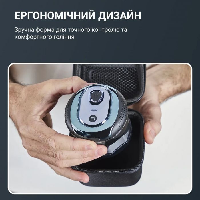 Бритва електр. для голови Rowenta роторна Gentle Bald,  бритв.головок-5, Li-Ion, сух.+волог., чорно-синій