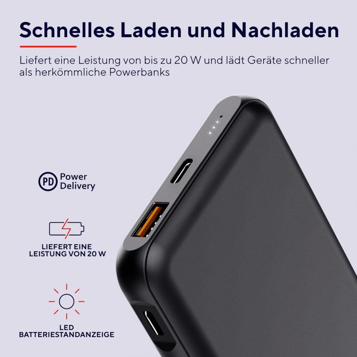 Акумулятор портативний літій-іонний power bank Trust Redoh, 10000мА·год, USB-A/2хUSB-C, 18W, QC 3.0, PD, чорний