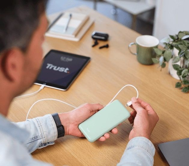 Акумулятор портативний літій-іонний power bank Trust Redoh, 10000мА·год, USB-A/2хUSB-C, 18W, QC 3.0, PD, зелений